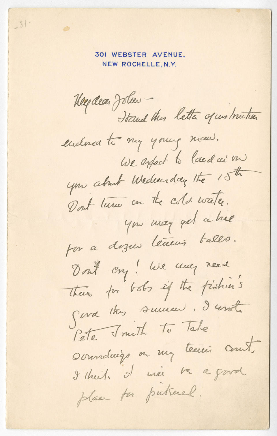 Frederic Remington Collection - My dear John -- Hand this letter of