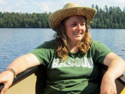Jacqui Colt '15 in a boat