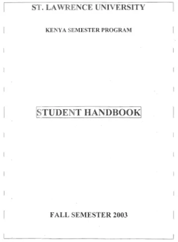 Fall 2003 Student Handbook