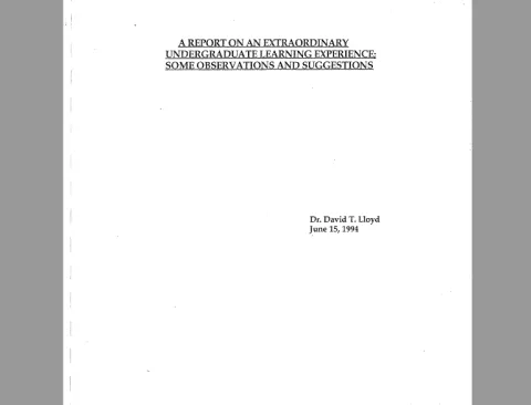 A Report Of an Extraordinary Undergraduate Experience