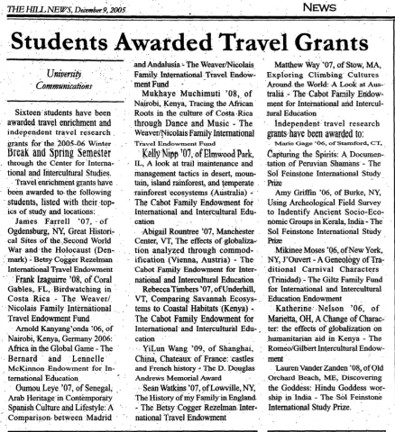 Students Awarded Travel Grants