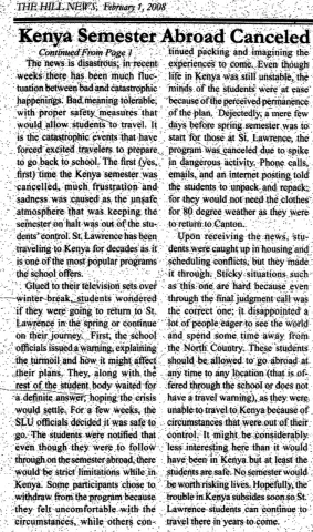 Kenya Semester Abroad Cancelled