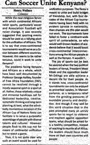 Can Soccer Unite Kenyans?