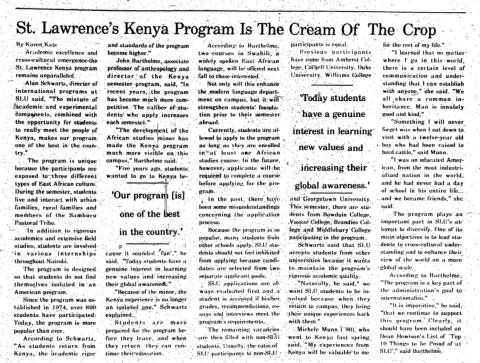 St. Lawrence's Kenya Program Is The Cream Of The Crop
