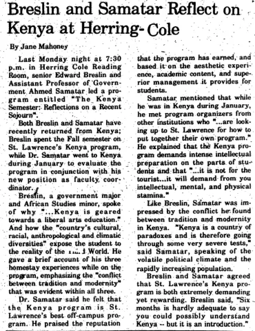 Breslin and Samatar Reflect on Kenya at Herring-Cole