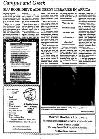 SLU Book Drive Aids Needy Libraries in Africa