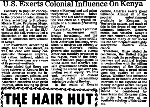 U.S Exerts Colonial Influence on Kenya