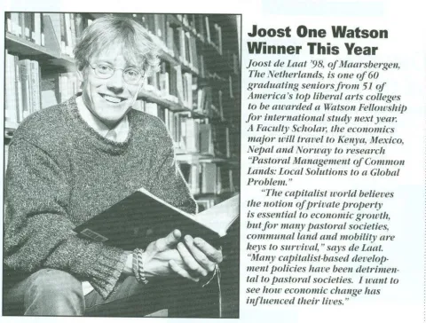 Joost One Wins Watson Fellowship for International Studies