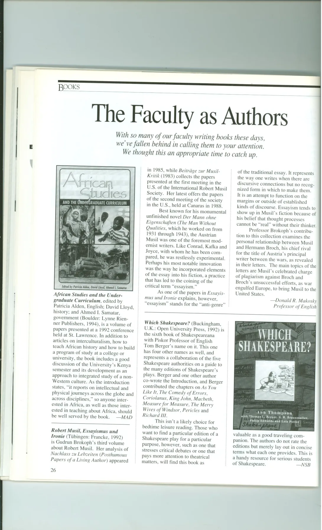 African Studies and the Undergraduate Curriculum