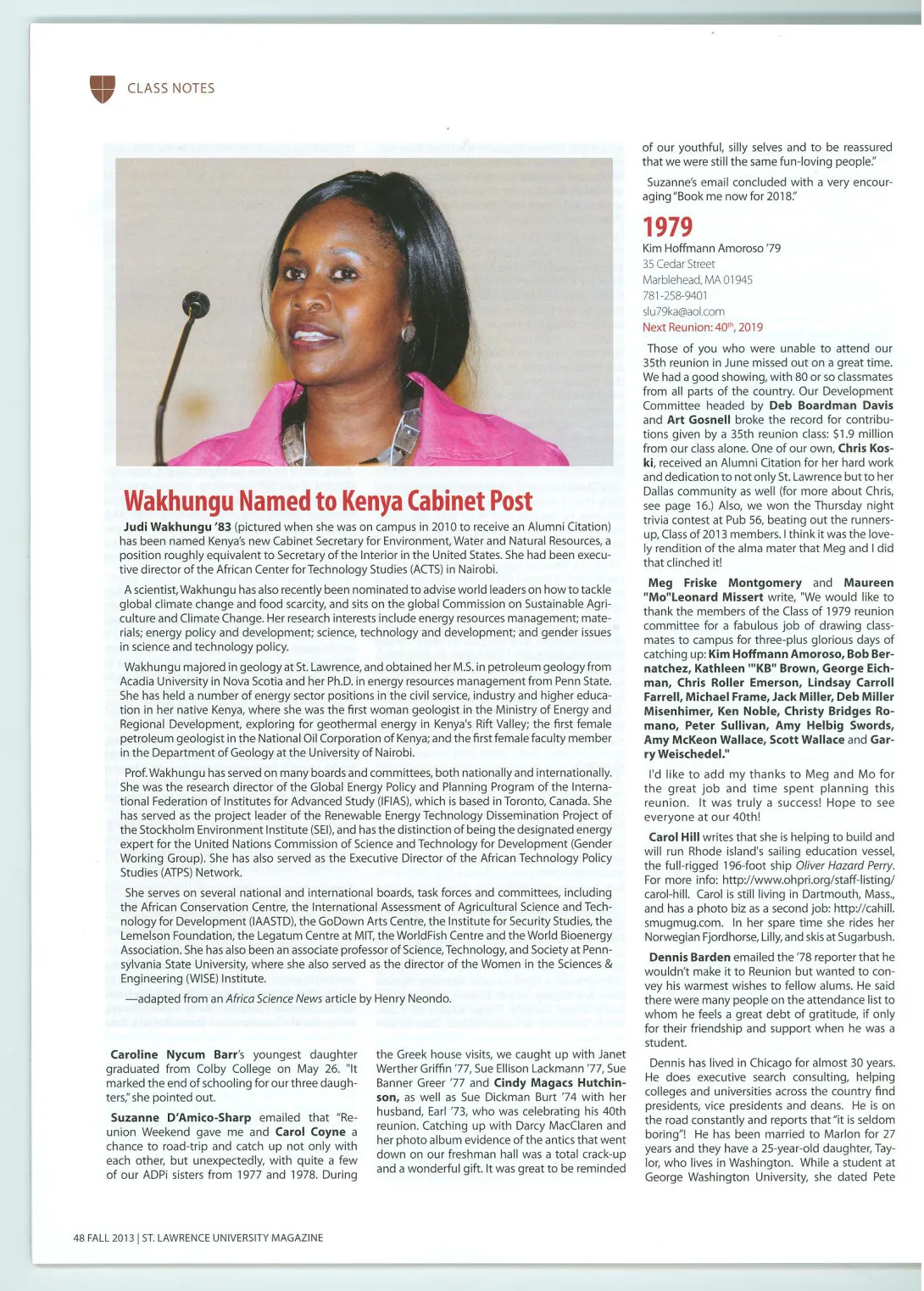 Fall 2013 Wakhungu Named to Kenya Cabinet Post