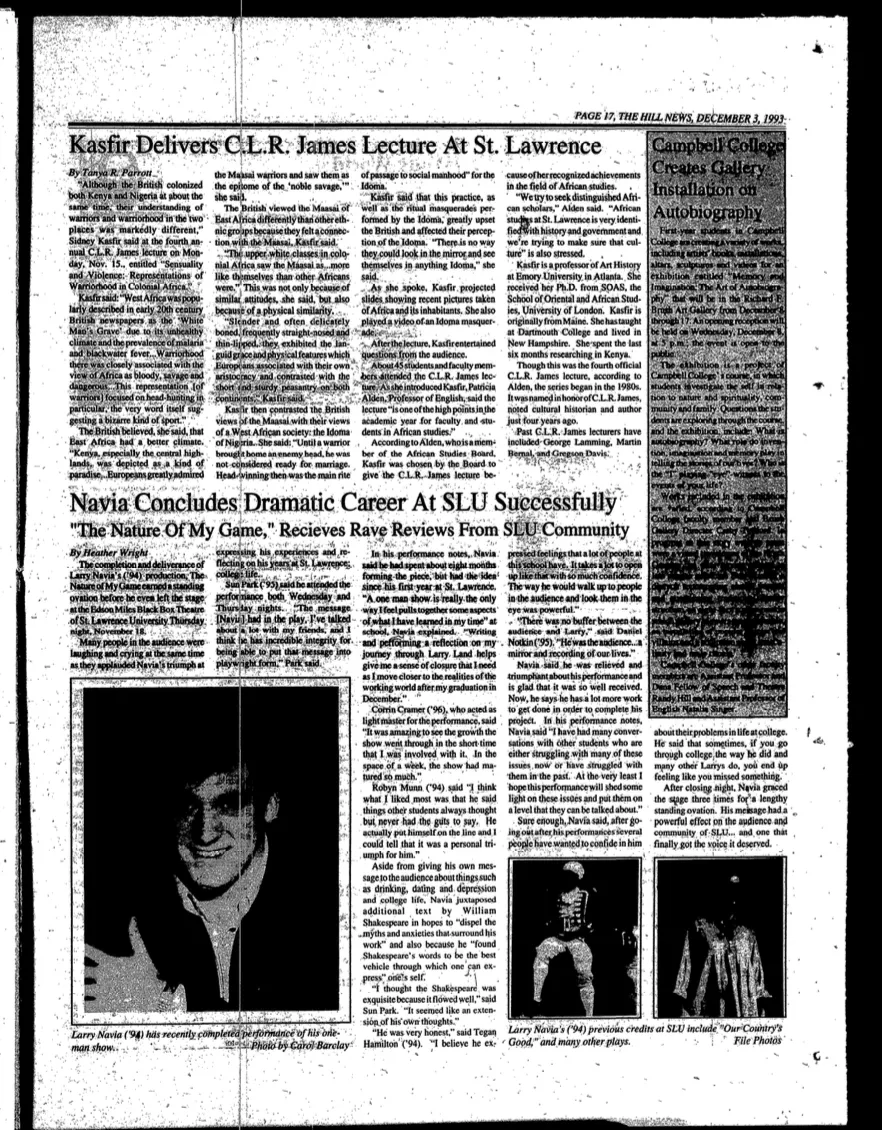 Kasfir Delivers the C.L.R James Lecture at St. Lawrence