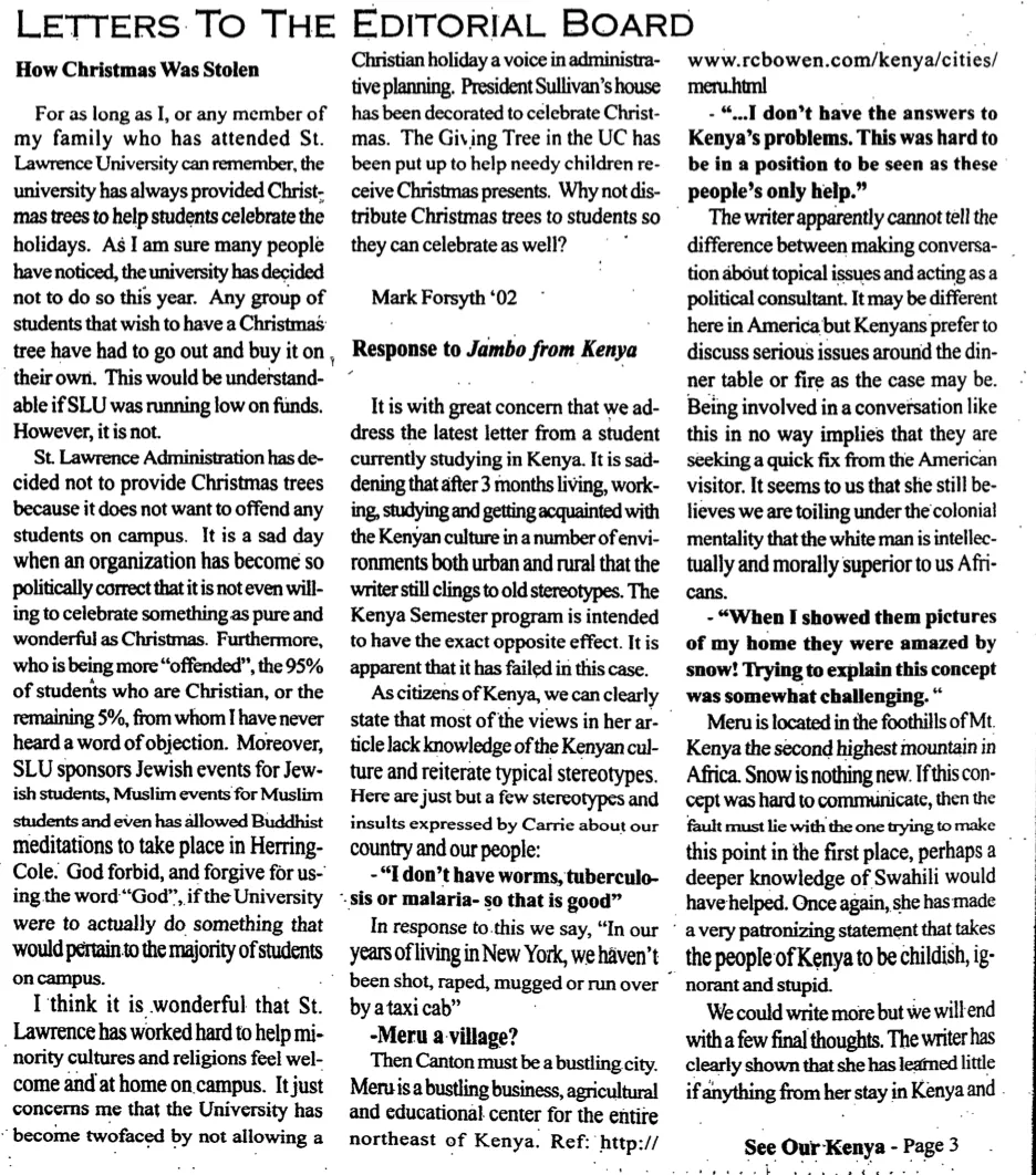 Response to Jambo From Kenya