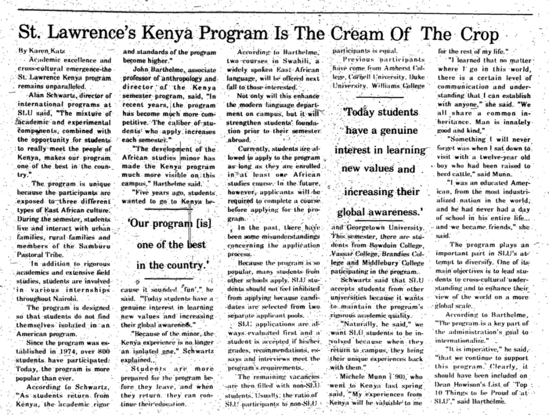 St. Lawrence's Kenya Program Is The Cream Of The Crop