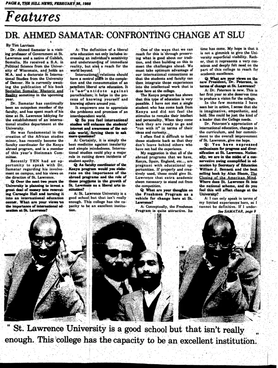 Dr. Ahmed Samatar Confronting Change AT SLU