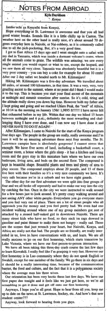 Notes From Abroad- Kyle Davidson