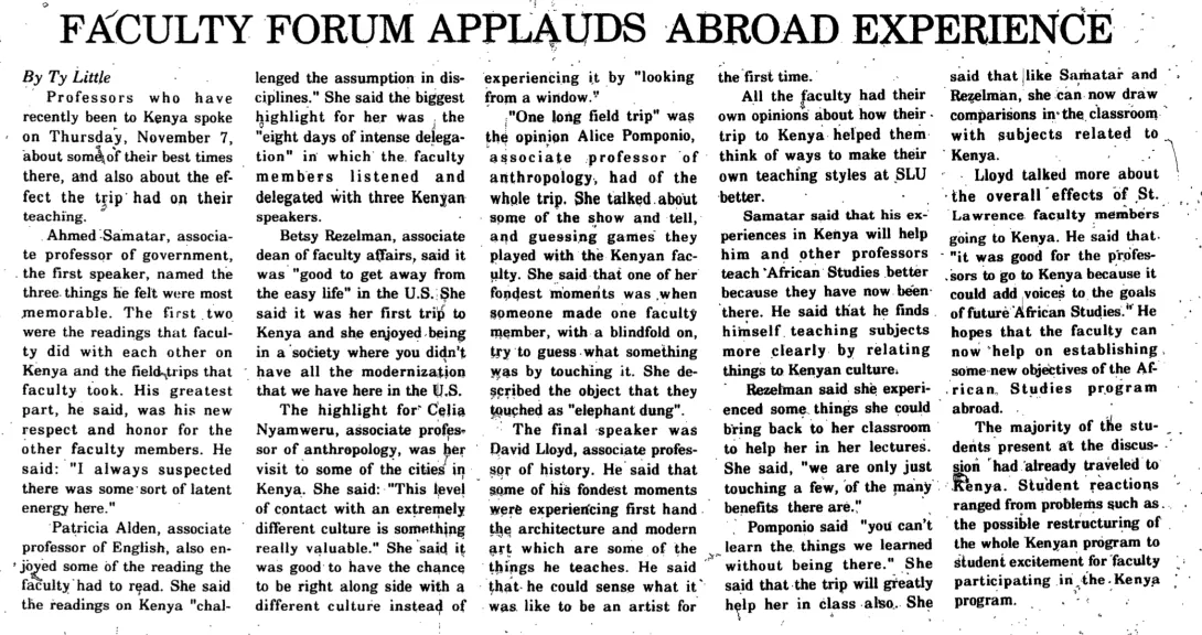 Faculty Forum Applauds Abroad Experience