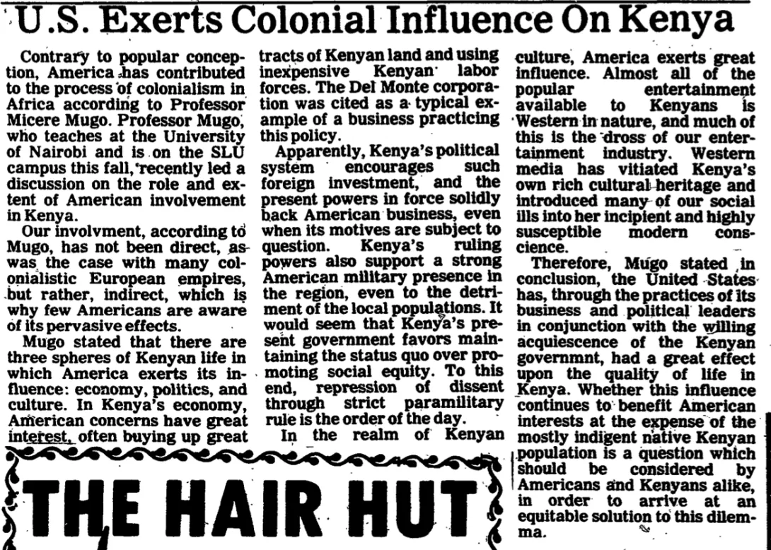 U.S Exerts Colonial Influence on Kenya