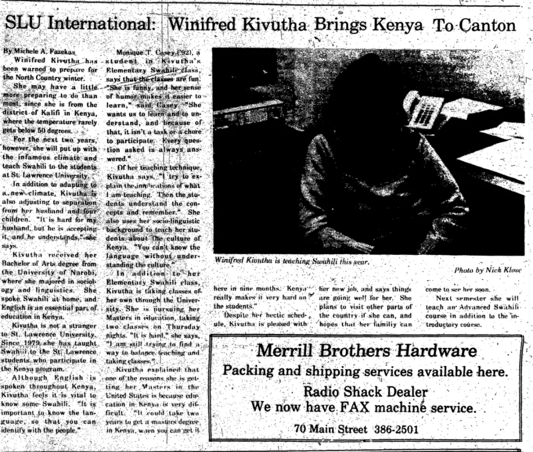 SLU International Winifred Kivutha Brings Kenya to Canton