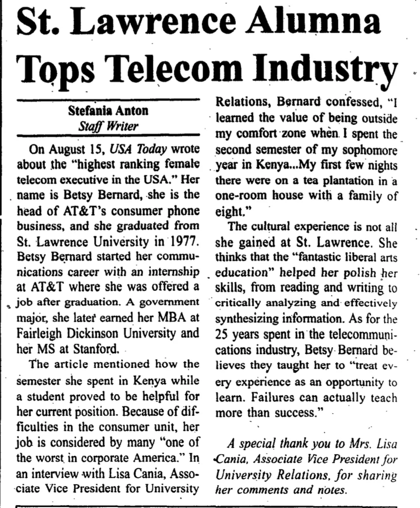 St. Lawrence Alumna Tops Telecom Industry