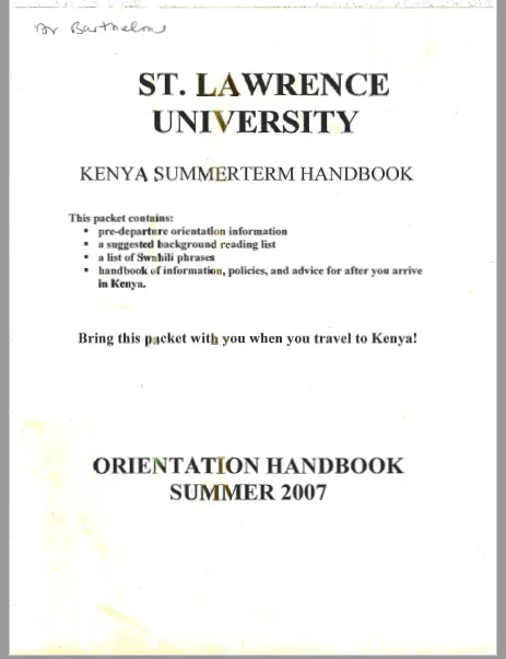 Summer 2007 Orientation Handbook