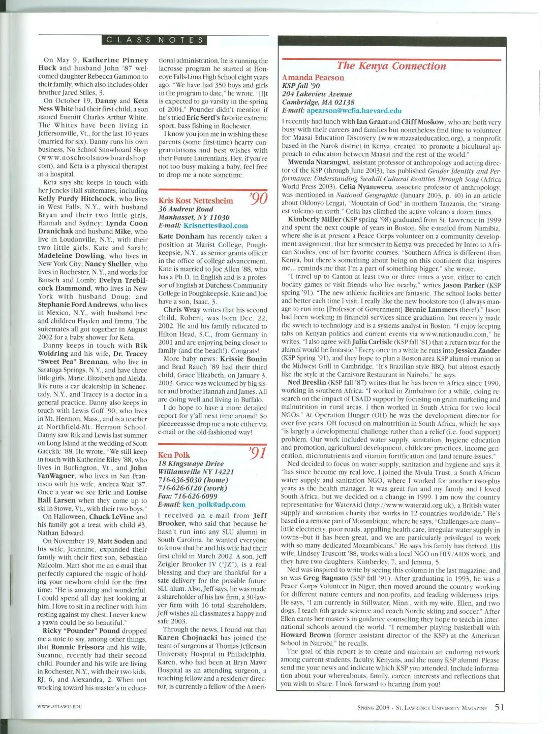 The Kenya Connection Spring 2003