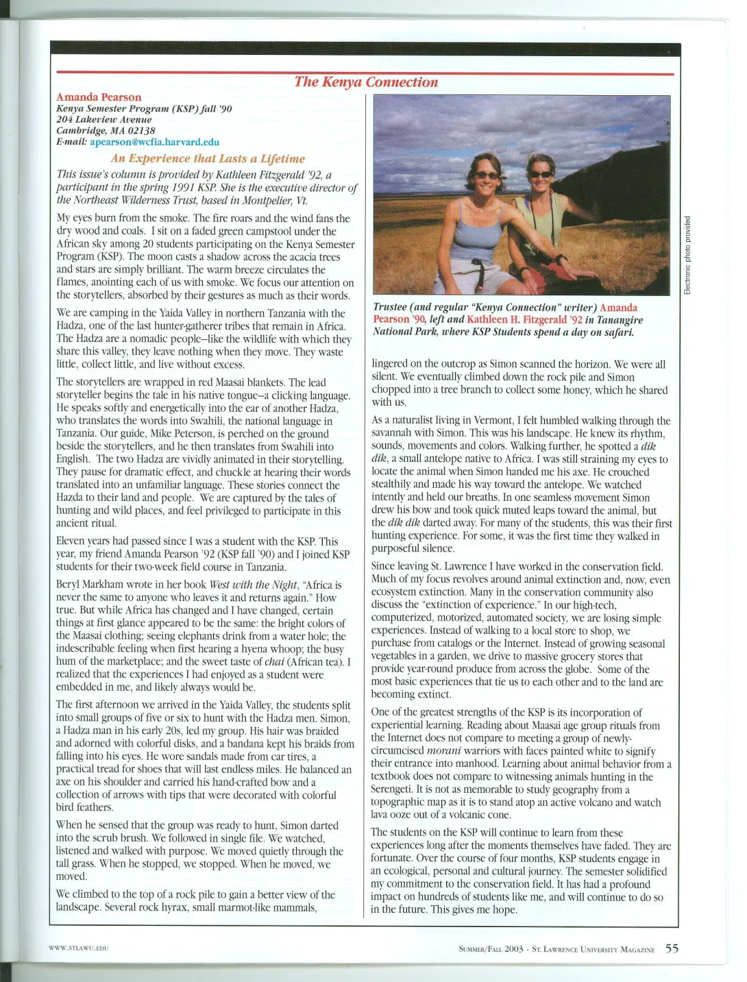 The Kenya Connection Summer Fall 2003