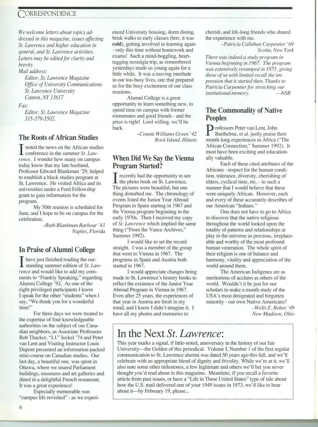 Winter 1993 The Roots of African Studies